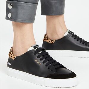 Axel Arigato Clean 90 Triple Animal Sneakers in black leather/leopard